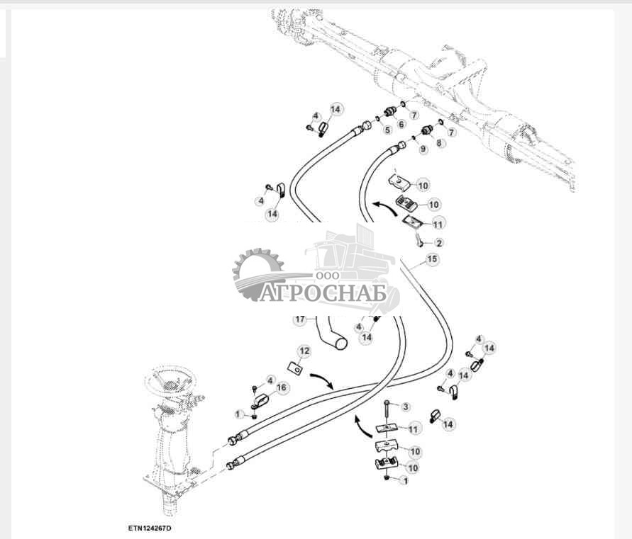 Гидравлические шланги рулевого управления, левая сторона, 2WD, HillMaster™ 